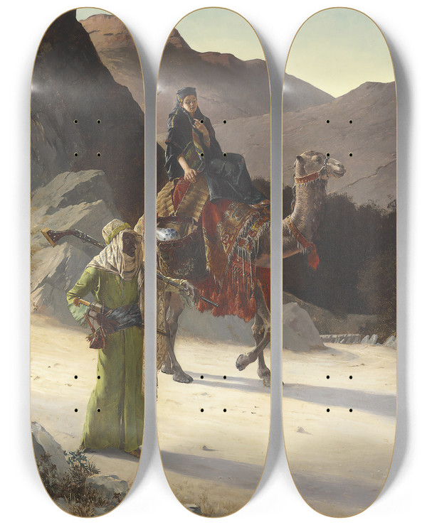 Triptych art skateboard deck of Rudolf Ernst Lescorte by Rudolf Ernst (1854-1932)