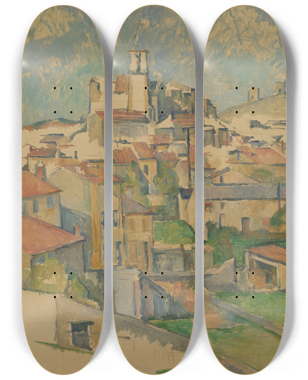 Triptych art skateboard deck of Paul Czanne Gardanne by Paul Cezanne (1839-1906)