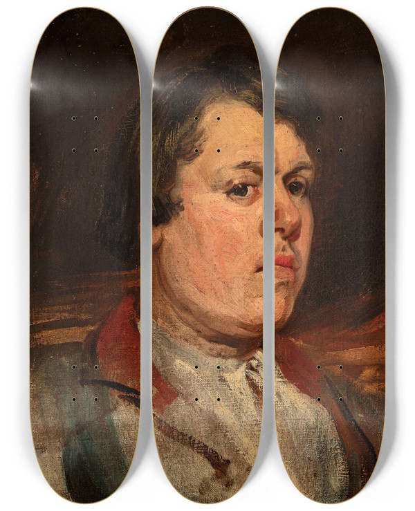 Triptych art skateboard deck of Piotr Michaowski Farmhand Portrait Study by Piotr Michalowski (1800-1855)
