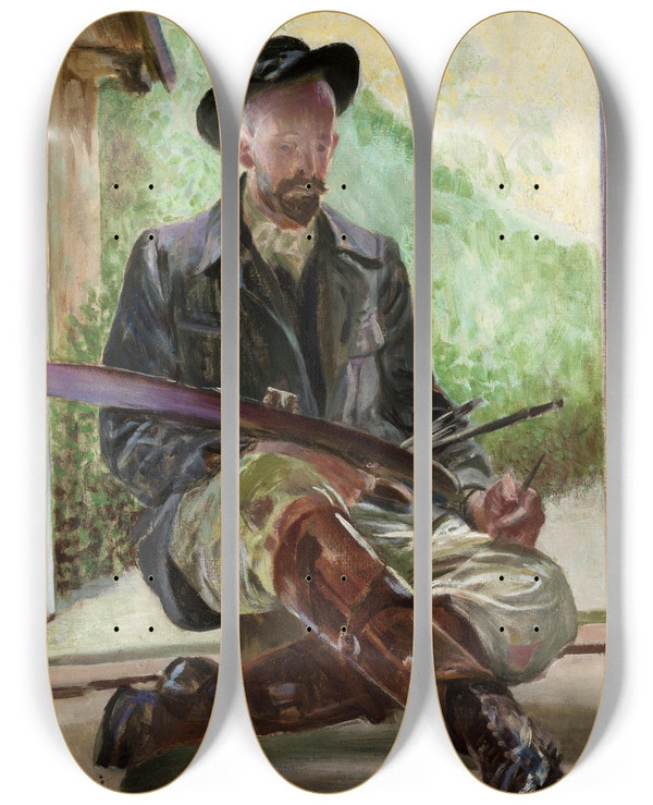 Triptych art skateboard deck of Jacek Malczewski My Models Triptych Central Part by Jacek Malczewski (1854-1929)
