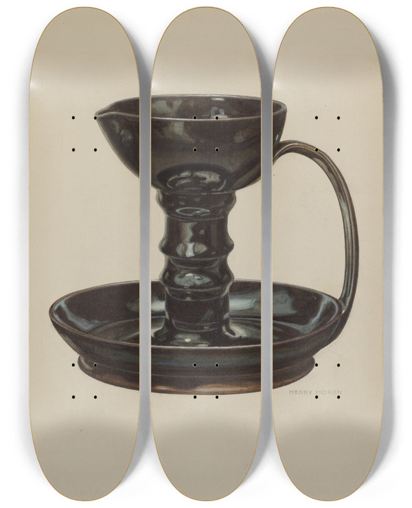 Triptych art skateboard deck of Henry Moran Grease Lamp by Henry Moran
