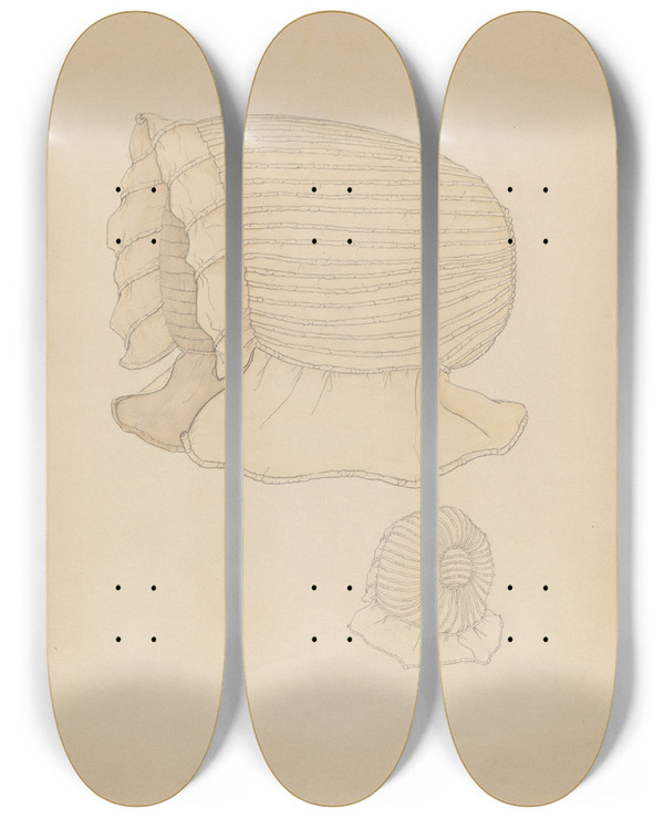 Triptych art skateboard deck of Doris Beer Bonnet_3 by Doris Beer