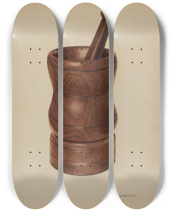Triptych art skateboard deck of Carl Buergerniss Mortar And Pestle_1 by Carl Buergerniss (20-)