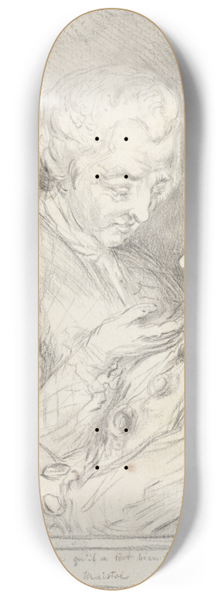 Imitator of Gabriel Jacques de Saint-Aubin - Portrait of the Artist with His Younger Brother, Augustin Saint-Aubin 8.25 inch art skate deck