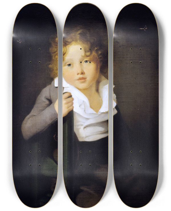 Triptych art skateboard deck of Johann Bernhard Scheffer Portrait Dary Scheffer Enfant by Johann Bernhard Scheffer (1773-1809)