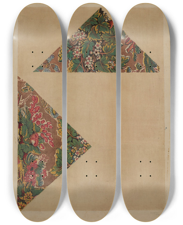 Triptych art skateboard deck of Dorothy Dwin Historical Printed Textile by Dorothy Dwin