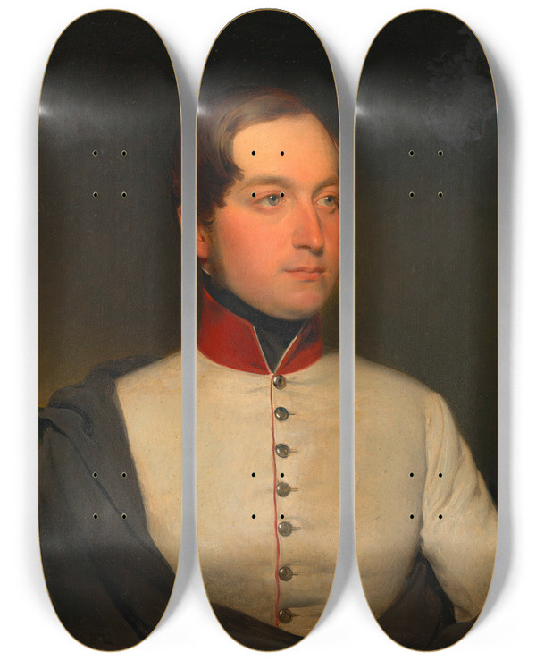 Triptych art skateboard deck of Franz Eybl Moritz Frgantner Unterleutnant by Franz Eybl (1806-1880)
