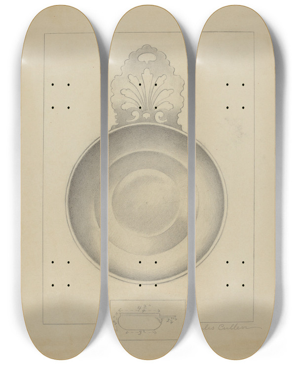 Triptych art skateboard deck of Charles Cullen Silver Porringer_2 by Charles Cullen (20-)