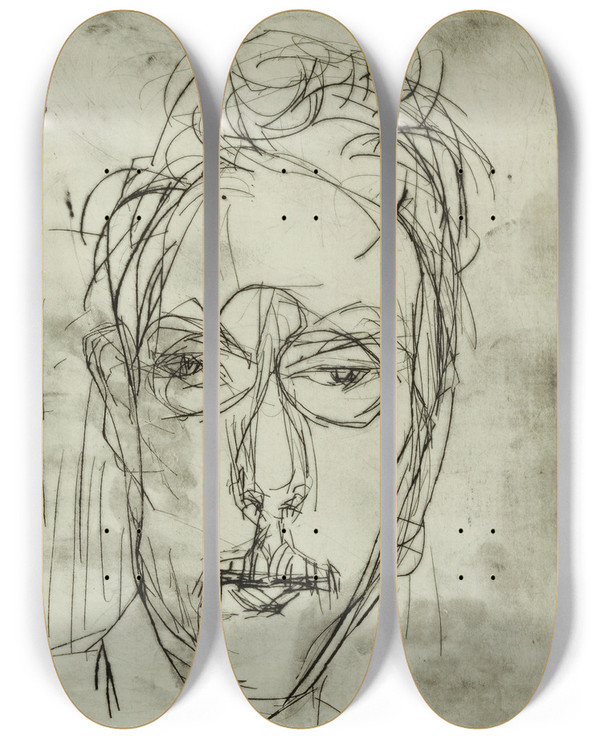 Triptych art skateboard deck of Albert Mller Portrait Schaeffer I by Albert Muller (1897-1926)