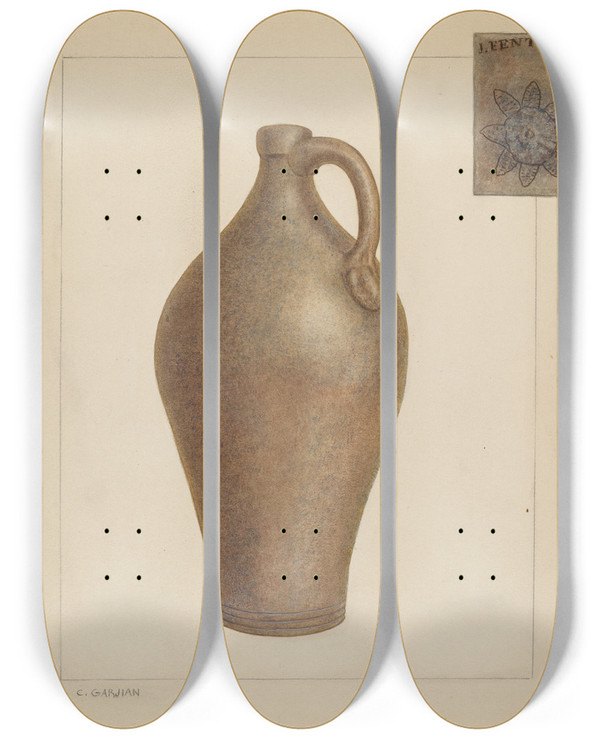 Triptych art skateboard deck of Charles Garjian Jug by Charles Garjian