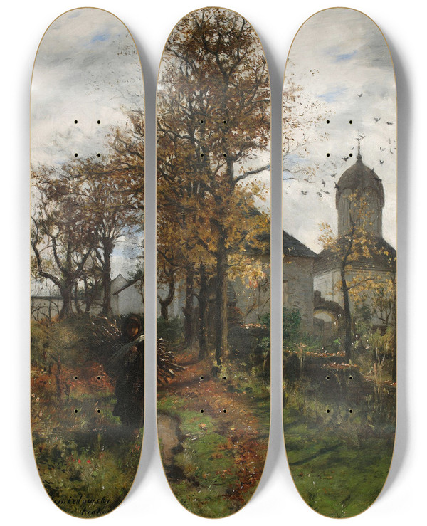Triptych art skateboard deck of Adam Chmielowski Abandoned Parsonage by Adam Chmielowski (1845-1916)