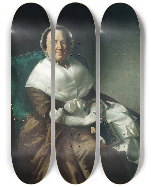 Triptych art skateboard deck of John Singleton Copley Mrs Sylvanus Bourne by John Singleton Copley (1738-1815)