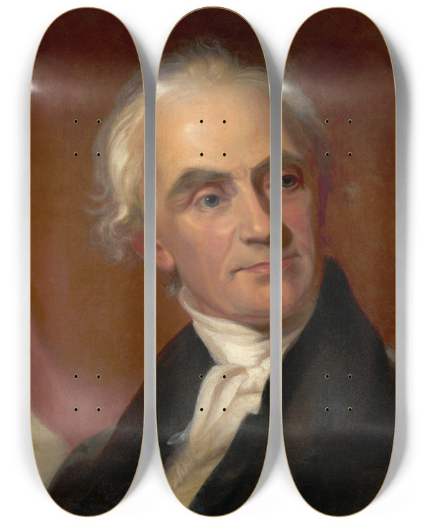 Triptych art skateboard deck of Thomas Sully John Vaughan by Thomas Sully (1783-1872)