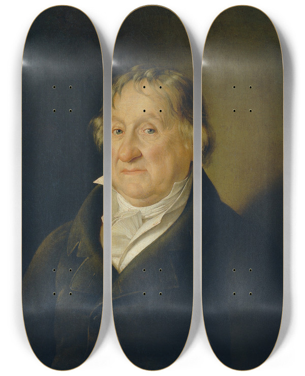Triptych art skateboard deck of Erasmus Von Engert Herrenbildnis by Erasmus Von Engert (1796-1871)