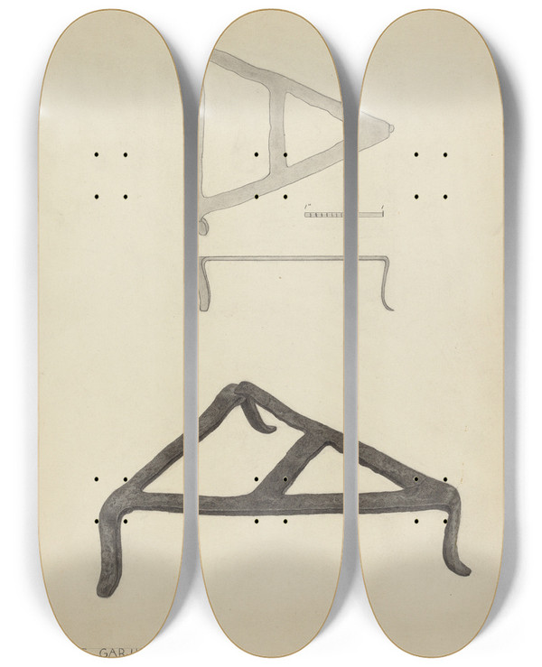 Triptych art skateboard deck of Charles Garjian Trivet_2 by Charles Garjian
