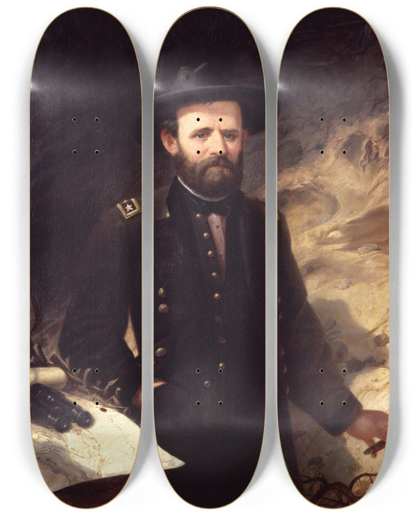 Triptych art skateboard deck of Ole Peter Hansen Balling Ulysses S Grant by Ole Peter Hansen Balling (1823-1906)