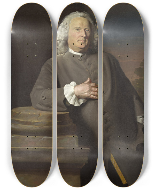 Triptych art skateboard deck of John Singleton Copley Epes Sargent by John Singleton Copley (1738-1815)