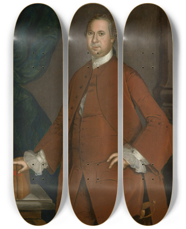 Triptych art skateboard deck of John Hesselius Daniel Of St Thomas Jenifer by John Hesselius (1728-1778)