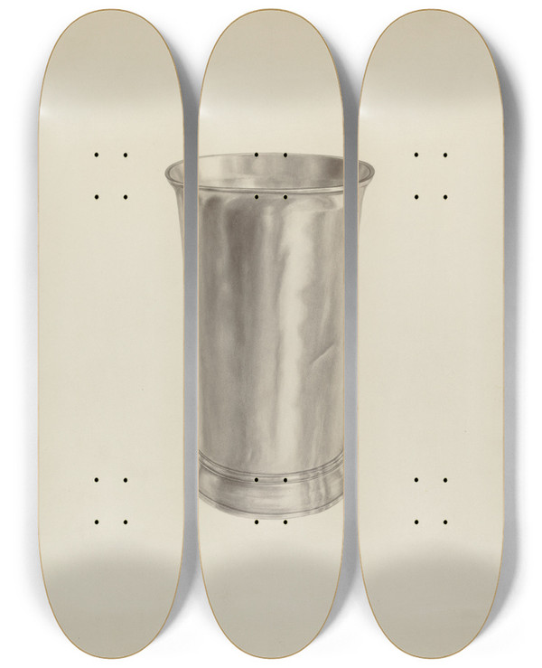 Triptych art skateboard deck of Palmyra Pimentel Silver Beaker_2 by Palmyra Pimentel