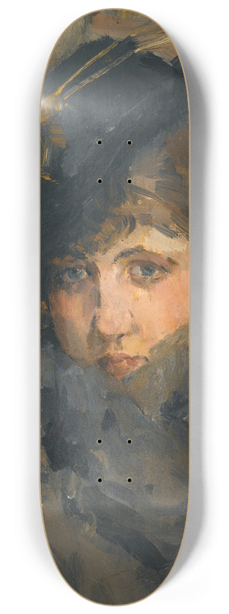 Isaac Israls - A lady in a hat with a fur collar 8.25 inch art skate deck