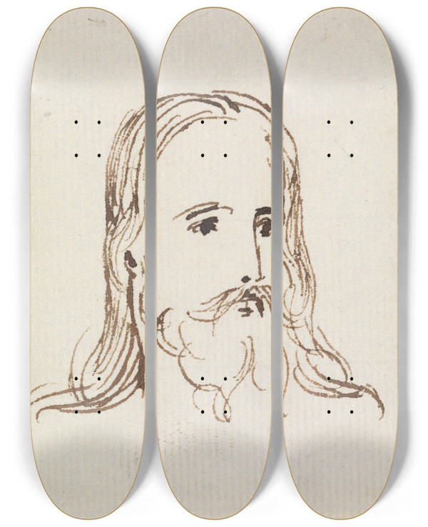 Triptych art skateboard deck of Benjamin Robert Haydon Study For Christs Entry Into Jerusalem_8 by Benjamin Robert Haydon (1786-1846)