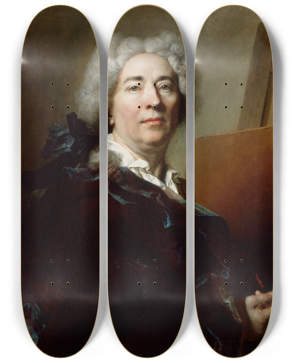Triptych art skateboard deck of Nicolas De Largillire Selfportrait_2 by Nicolas de Largillire (1656-1746)