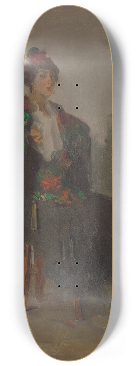 Isaac Israls - Seated lady in a Spanish dress 8.25 inch art skate deck