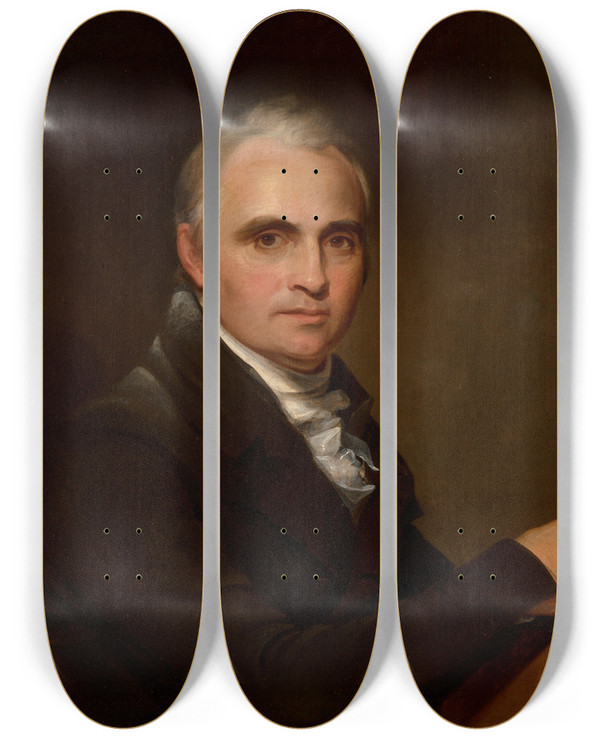 Triptych art skateboard deck of Thomas Sully Portrait Of Mr Dwight by Thomas Sully (1783-1872)
