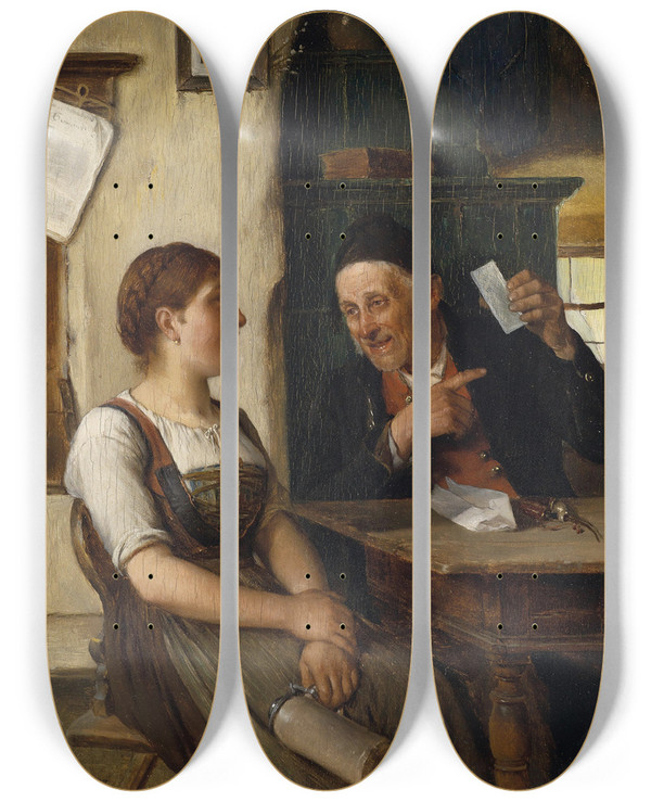 Triptych art skateboard deck of Josef Kinzel Dein Bild by Josef Kinzel (1852-1925)