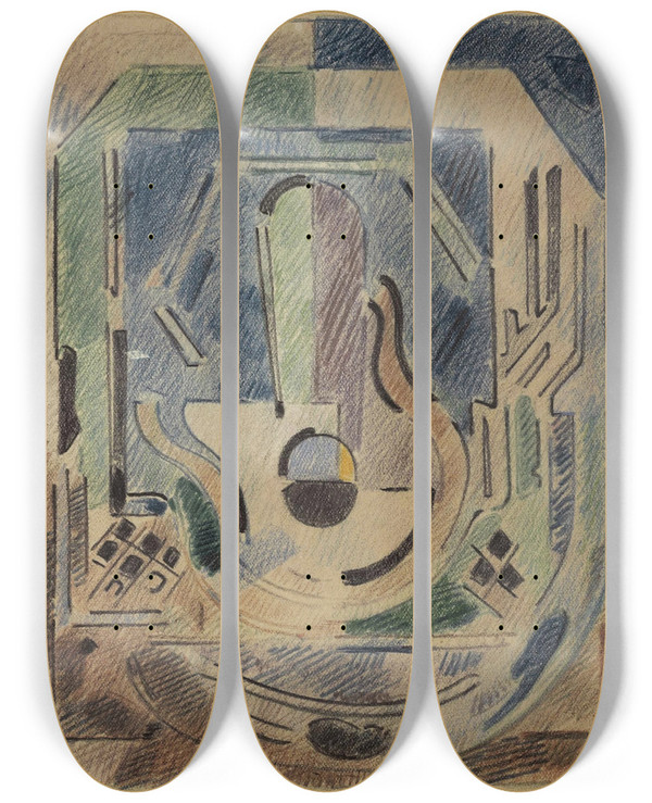 Triptych art skateboard deck of Albert Gleizes Composition 3 by Albert Gleizes (1881-1953)