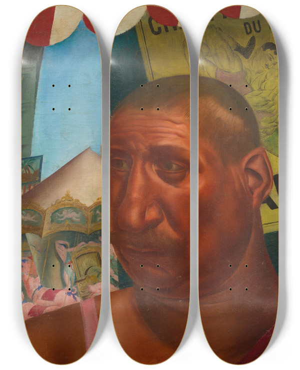 Triptych art skateboard deck of Alexandre Jacovleff Wrestler by Alexandre Jacovleff (1887-1938)