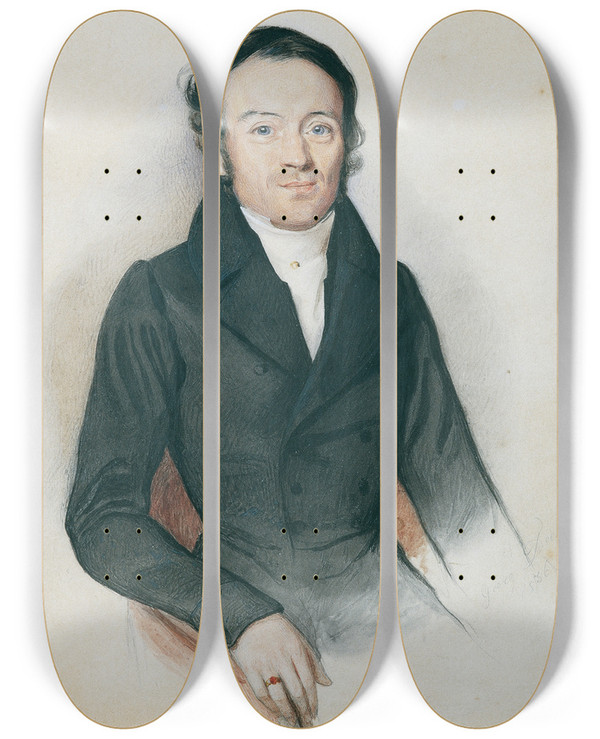 Triptych art skateboard deck of Georg Decker Alois Zaillner by Georg Decker (1818-1894)