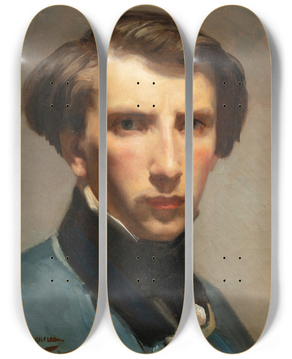 Triptych art skateboard deck of William Bouguereau Selfportrait by William Bouguereau (1825-1905)