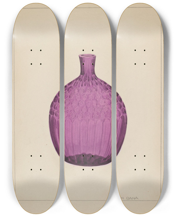 Triptych art skateboard deck of John Dana Flask_1 by John Dana (1935)