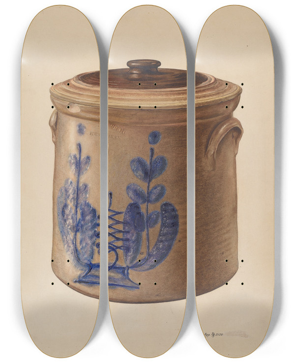 Triptych art skateboard deck of Paul Ward Crock by Paul Ward (20-)