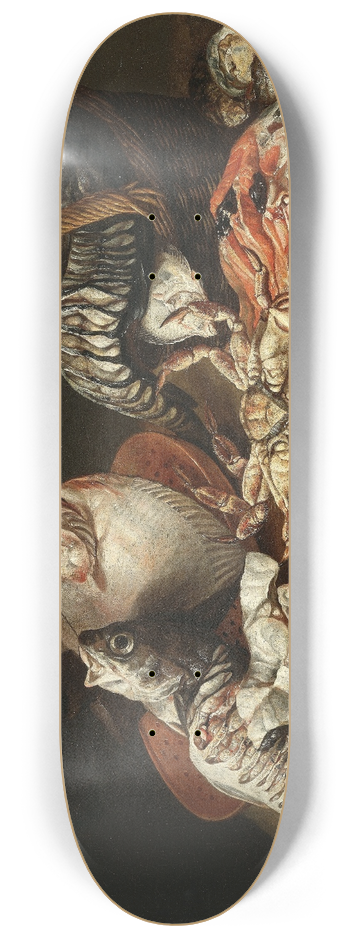 Isaac van Duynen - Still Life with Fishes, a Crab and Oysters 8.25 inch art skate deck