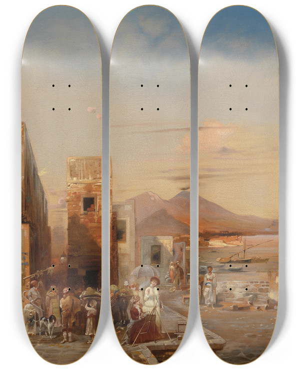 Triptych art skateboard deck of Robert Alott Sditalienische Szene by Robert Alott (1850-1910)