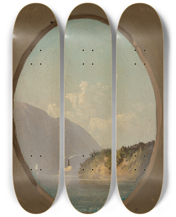 Triptych art skateboard deck of John Williamson On The Hudson by John Williamson (1826-1885)