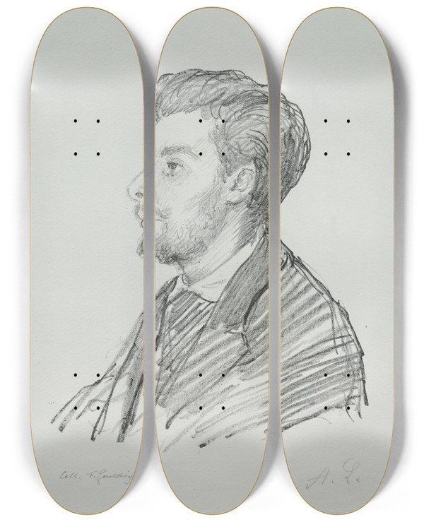 Triptych art skateboard deck of Alphonse Legros Frderic Rgamey by Alphonse Legros (1837-1911)