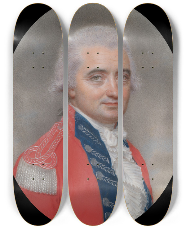 Triptych art skateboard deck of John Smart Major General Sir Barry Close by John Smart (1741-1811)