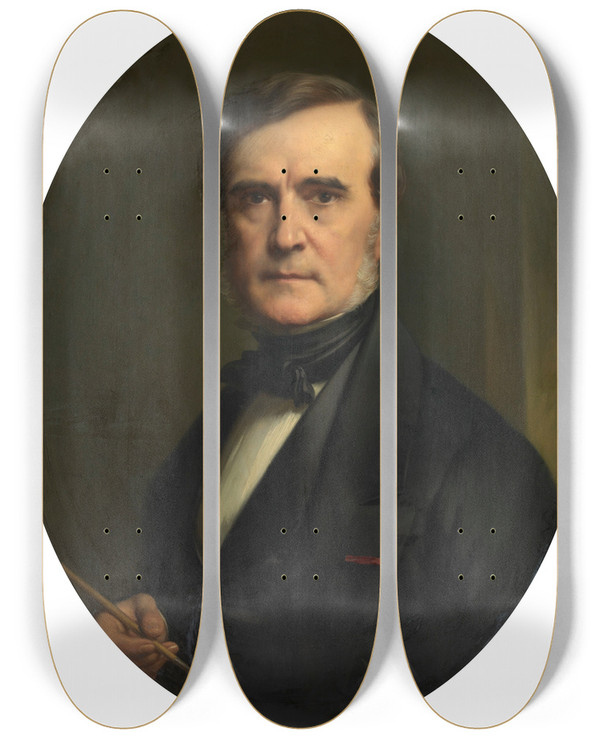 Triptych art skateboard deck of Antoon Van Ijsendijck Self Portrait by Antoon Van Ijsendijck (1811-1875)