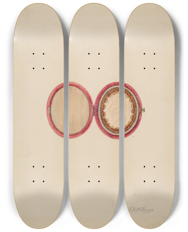 Triptych art skateboard deck of Thomas Holloway Miniature Case by Thomas Holloway