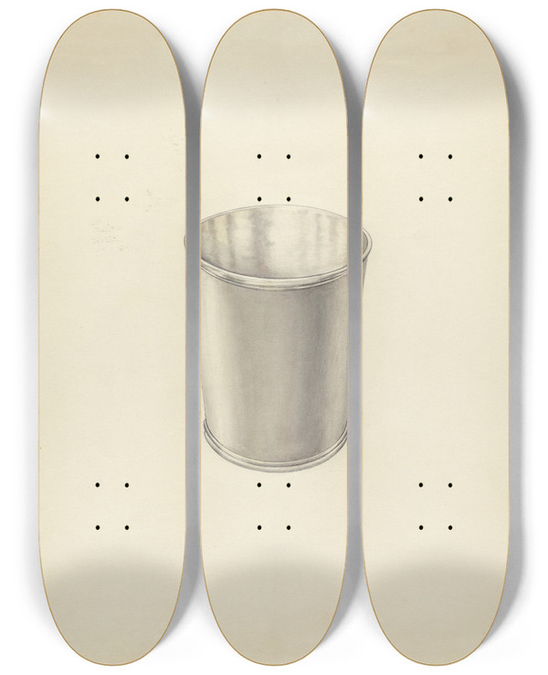 Triptych art skateboard deck of Hester Duany Silver Beaker by Hester Duany (1891-1964)