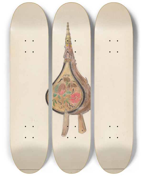Triptych art skateboard deck of Benjamin Resnick Bellows_2 by Benjamin Resnick