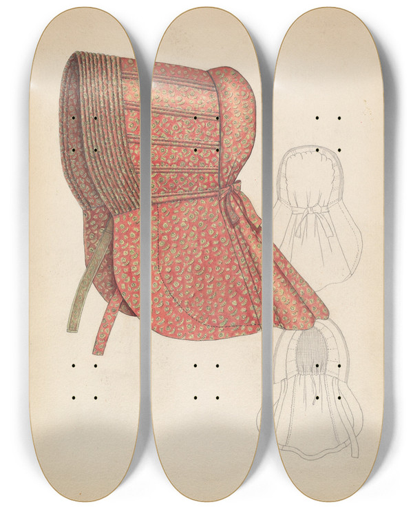 Triptych art skateboard deck of Roberta Spicer Sunbonnet_1 by Roberta Spicer