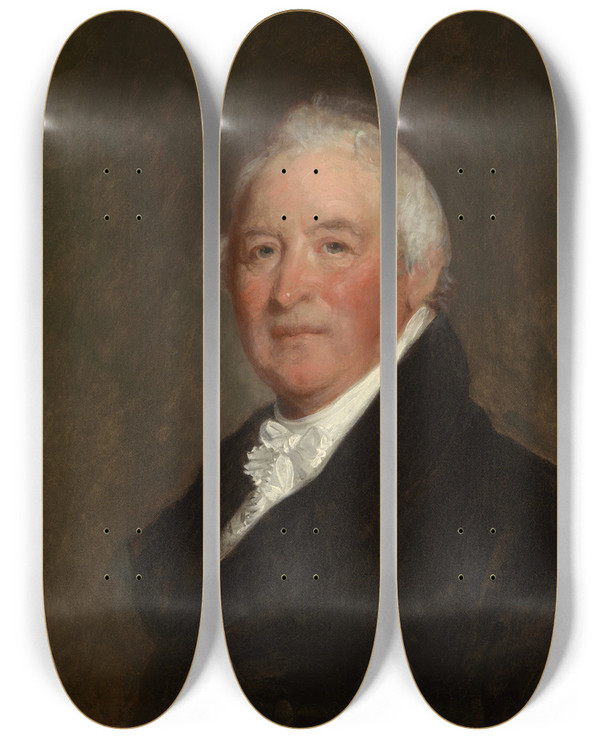 Triptych art skateboard deck of Gilbert Stuart William Hull by Gilbert Stuart (1755-1828)