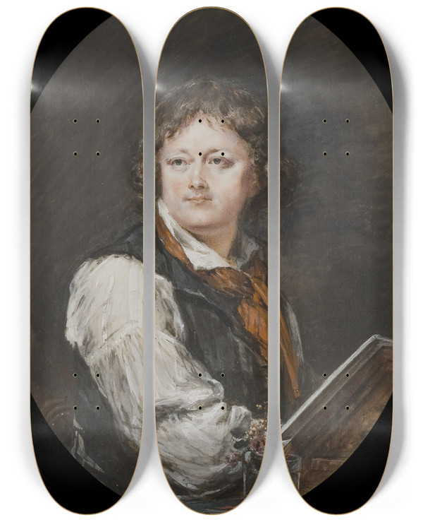 Triptych art skateboard deck of Peter Adolf Hall Selfportrait_1 by Peter Adolf Hall (1739-1793)