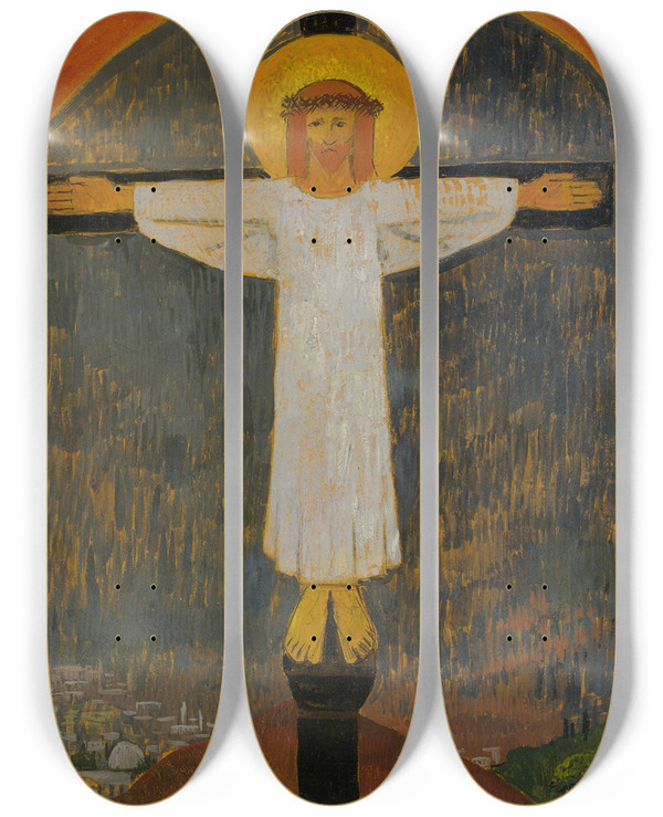 Triptych art skateboard deck of Paul Srusier Le Christ Blanc by Paul Serusier (1864-1927)