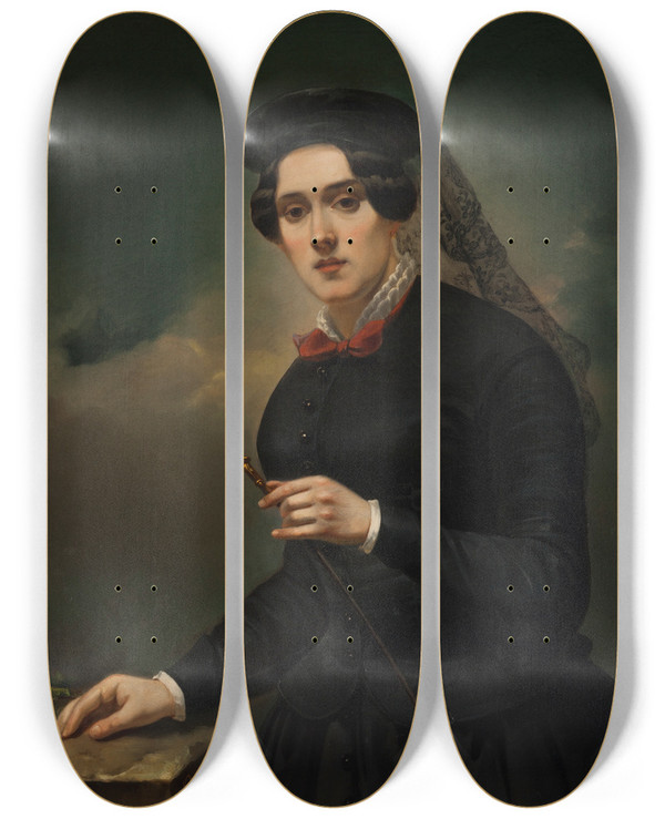 Triptych art skateboard deck of Napoleon Micha Iakowicz Amazon by Napoleon Michal Illakowicz (1811-1861)