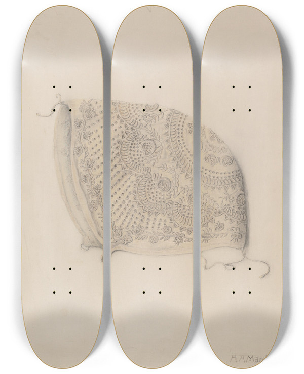 Triptych art skateboard deck of Herbert Marsh Babys Cap by Herbert Marsh
